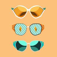 conjunto de geométrico resumen gafas de sol.70s retro hippie estilo.vibraciones miedoso los anteojos con deco elementos.vintage nostalgia psicodélico elementos. vector