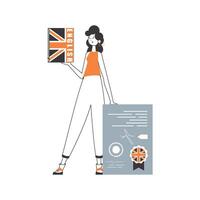 English teacher. The concept of learning a foreign language. Linear trendy style. Isolated, vector illustration.