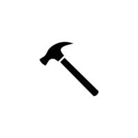 Hammer icon. Simple solid style. Hummer, metal, tool, hit, carpentry, construct, hardware, handyman, development concept. Black silhouette, glyph symbol. Vector isolated on white background. EPS.