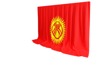 Kyrgyz Flag Curtain in 3D Rendering Celebrating Kyrgyzstan's Rich Heritage png