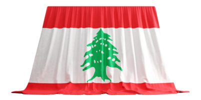 Líbano bandeira cortina dentro 3d Renderização a comemorar do Líbano resiliência png