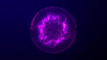 abstrait futuriste écoulement violet plasma sphère avec en mouvement cœur, abstrait cercle avec lisse écoulement texture, la magie balle, néon sphère, abstrait arrière-plan, 4k haute qualité, 60 images par seconde video