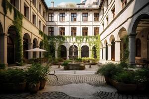 AI Generative Courtyard at the famous Jagiellonian University in Cracow Poland photo