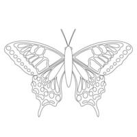 Butterfly coloring book for children in black and white isolated on a white background. Vector illustration of a butterfly with beautiful open wings for children's materials.