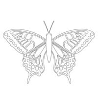 Butterfly coloring book for children in black and white isolated on a white background. Vector illustration of a butterfly with beautiful open wings for children's materials.