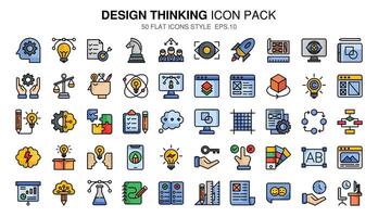 A set pack Design Thinking of gradient filled outline icons set. The collection includes of business developments,programing , web design,app design and more. vector