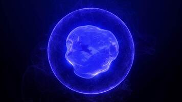 Abstract futuristic flowing blue plasma sphere with liquid core, Abstract circle with smooth flowing particles, Magic ball, Neon sphere, Abstract background, 4k High Quality, 60 fps video