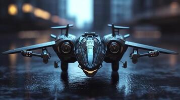 The Neon Nightmare. A Stealth Fighter Jet with a Bright and Deadly Weaponry. photo