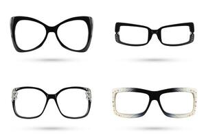 Fashion glasses interspace style plastic-framed collections isolated on white background. photo