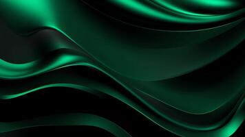 AI Generative Black green silk satin background Copy space for text or product Wavy soft folds on shiny fabric Top viewLuxurious dark green background Christmas Anniversary Black Friday Web bann photo