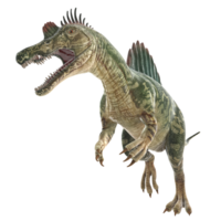 espinosaurio, renderizado 3d, ilustrado, frente vista, abierto boca, rugido png