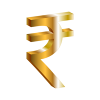 Rupee currency symbol.Golden shiny Rupee money sign png