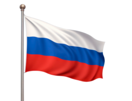 Russia flag waving isolated on transparent background. AI generative png