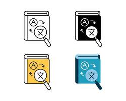 dictionary icon element vector design in 4 style line, glyph, duotone, and flat.