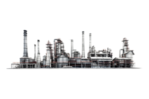 industrieel fabriek geïsoleerd Aan een transparant achtergrond, olie en gas- industrie, raffinaderij fabriek, petrochemie fabriek Oppervlakte png