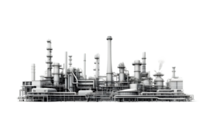 industrial plant isolated on a transparent background, Oil and gas industry,refinery factory,petrochemical plant area png