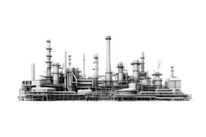 industrieel fabriek geïsoleerd Aan een transparant achtergrond, olie en gas- industrie, raffinaderij fabriek, petrochemie fabriek Oppervlakte png