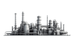 industriell växt isolerat på en transparent bakgrund, olja och gas industri, raffinaderi fabrik, petrokemi växt område png