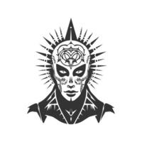 the illusion herald, vintage logo line art concept black and white color, hand drawn illustration vector