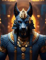 Ai generative Portrait og God Anubis, Egyptian mythology nft style art photo