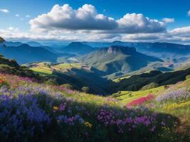 hermosa flores en el montañas ai generado foto