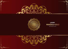 Red luxury background, with gold mandala ornament vector