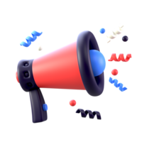 Marketing or megaphone in 3d icon, PNG transparent format