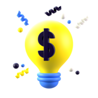 Idea icon or light bulb in 3d transparent png