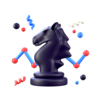 3d icona di cavallo pedone di scacchi o strategia nel png trasparente formato