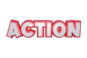 Action 3d rendered transparent text png