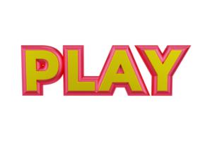 Play 3d transparent text design png