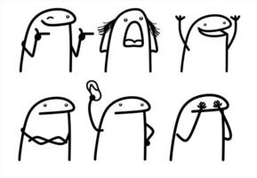 A set of flork meme internet web vector