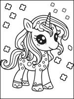 Free vector cute coloring book with unicorn- unicorn coloring book