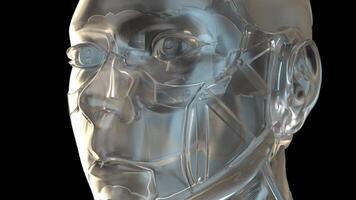 Artificial Intelligence a 3D animated head rotates - Loop video