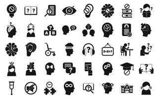 Learning disability icons set simple vector. Education insclusive vector