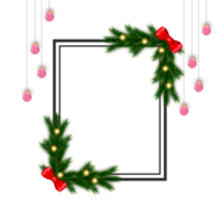 christmas frame decoration with christmas ball,pine branch and snow flex png