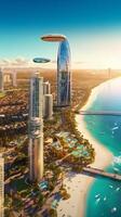 AI Generative Aerial view of Surfers Paradise on the Gold Coast Australia photo