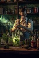 AI Generative Barman making cocktail photo