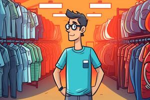 AI Generative Caucasian man is buying clothes in a shop  concept about shopping photo