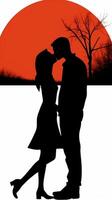 AI Generative Couple in love kissing outdoor on a white background at sunset photo