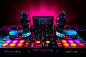 AI Generative DJ sound equipment at nightclubs and music festivals EDM future house music and so on photo