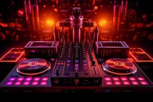 AI Generative DJ sound equipment at nightclubs and music festivals EDM future house music and so on photo