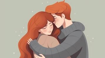 AI Generative Lover girl hugging her boyfriend photo