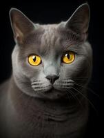 AI Generative Portrait of a cute chartreux cat photo