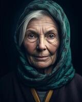 AI Generative Portrait of a old woman  caucasian people  concept about people photo