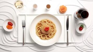 AI Generative Romantic dinner for the anniversary of marriage View from above  Concept about love and lifestyle photo