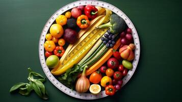 AI Generative meter wraps vegetables  concept about diet photo