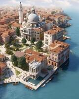 AI Generative urban center of Venice  buildings concept photo