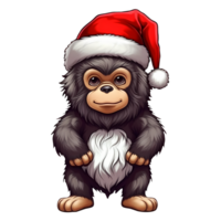 schattig baby gorilla de kerstman claus clip art illustratie ai generatief png