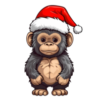 Cute Baby Gorilla Santa Claus Clipart Illustration AI Generative png